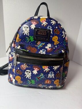 Loungefly Kids Star Wars Navy Multi-Character Mini Backpack